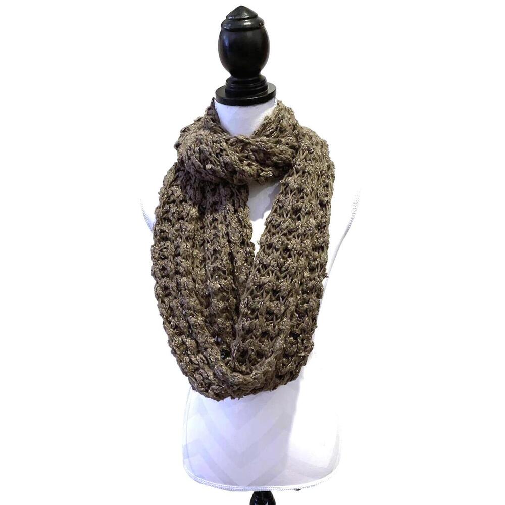 Steve Madden Chunky Knit Infinity Scarf Khaki/ Grey - One Size